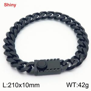10 * 210mm stainless steel polished Cuban chain square buckle bracelet - KB184268-Z