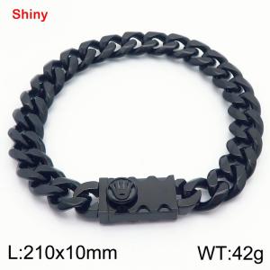 10 * 210mm stainless steel polished Cuban chain square crown buckle bracelet - KB184271-Z