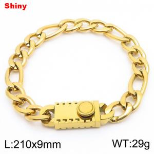 Minimalist plain chain stainless steel geometric pattern square buckle 3:1 Figaro bracelet - KB184317-Z