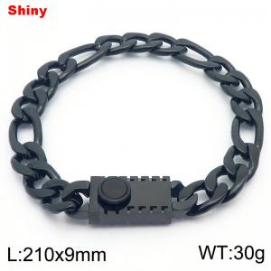 Minimalist plain chain stainless steel geometric pattern square buckle 3:1 Figaro bracelet - KB184319-Z