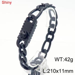 11mm minimalist polished plain chain stainless steel square Medusa buckle 3:1 Figaro bracelet - KB184507-Z