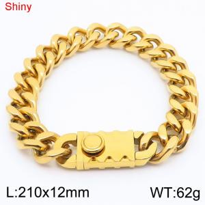 Fashionable stainless steel 210 × 12mm double-sided grinding chain creative small circle splicing rectangular combination buckle charm gold bracelet - KB184518-Z