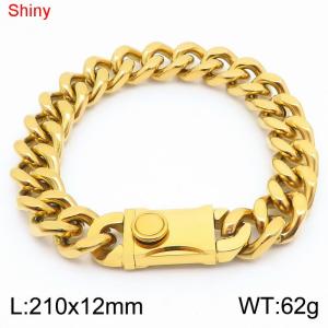 Fashionable stainless steel 210 × 12mm double-sided grinding chain creative small circle splicing rectangular combination buckle charm gold bracelet - KB184521-Z