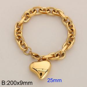 Stainless steel edged 0-shaped chain love pendant bracelet - KB184606-Z