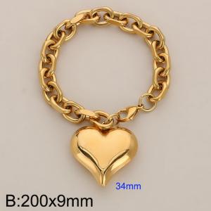 Stainless steel edged 0-shaped chain love pendant bracelet - KB184615-Z