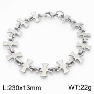 Wholesale Silver Color Stainless Steel Cross Link Chain Bracelets Fashion Jewelry For Women Men - KB184619-JG