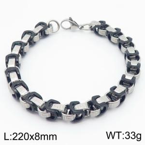 High Quality Black and Silver Stainless Steel Box Chain Great Wall Line Bracelets Jewelry For Men - KB184621-JG