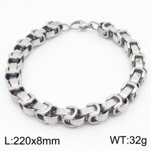 High Quality 18k Gold Plated Stainless Steel Box Chain Great Wall Line Bracelets Jewelry For Men - KB184623-JG