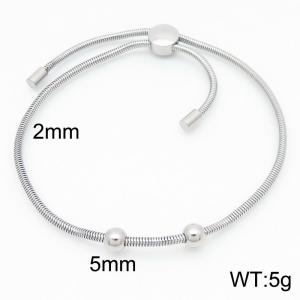 Silver Color Beads Snake Bones Chain Stainless Steel Bracelet For Women - KB184631-Z
