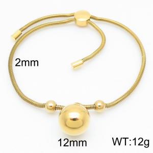 Gold Color Snake Bones Chain Beads Hollow Ball Pendant Stainless Steel Charm Bracelet For Women - KB184678-Z