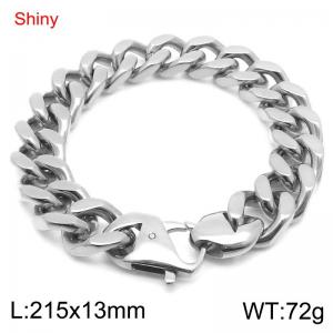 Shiny Stainless Steel 304 Lobster Buckle Cuban Bracelet Men's Silver Color - KB184707-Z