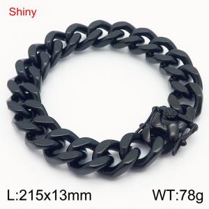 Shiny Stainless Steel 304 Irregular Buckle Cuban Bracelet Men's Black Color - KB184711-Z