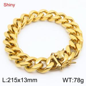 Shiny Stainless Steel 304 Irregular Buckle Cuban Bracelet Men's Gold Color - KB184712-Z