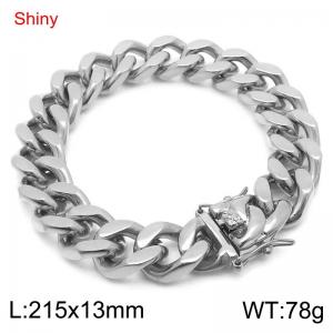 Shiny Stainless Steel 304 Irregular Buckle Cuban Bracelet Men's Silver Color - KB184713-Z