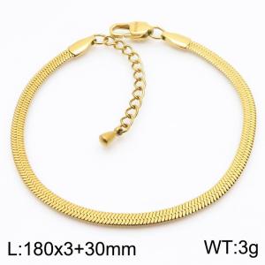 Women's Silver 3mm Herringbone Flat Snake Chain Stainless Steel Bracelet - KB184745-Z