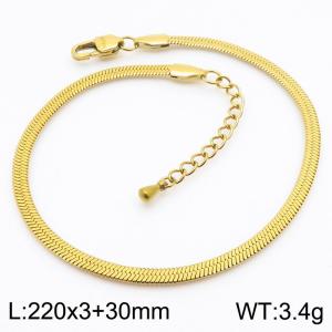 Women's Silver 3mm Herringbone Flat Snake Chain Stainless Steel Bracelet - KB184747-Z