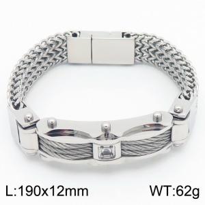 190mm Men Vintage Stainless Steel Herringbone Chain Bracelet - KB184755-KFC