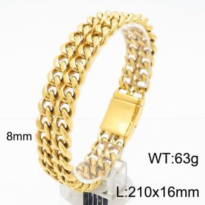 Personalized Two 8mm Cuban Chain Splicing Buckle Men's Titanium Steel Bracelet - KB184826-KJX