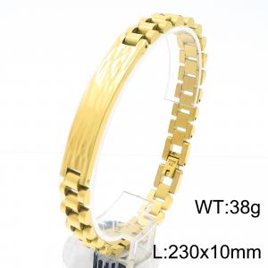 230x10mm Stainless Steel Bracelet Neutral Watch Chain Hammer Pattern Block Gold Color Bracelet Jewelry - KB184850-KFC