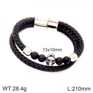 Stainless Steel Leather Bracelet - KB184886-NT