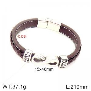 Stainless Steel Leather Bracelet - KB184887-NT