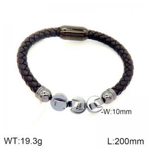 Stainless Steel Leather Bracelet - KB184889-NT