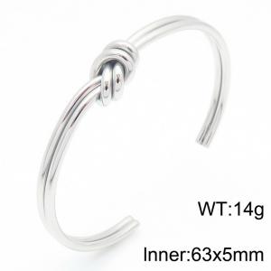 Unisex Stainless Steel Knot Cuff Bangle - KB184900-KFC