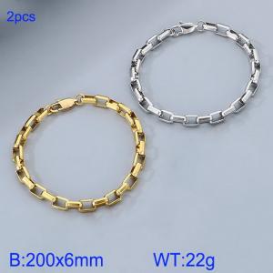 Stainless steel geometric chain splicing bracelet - KB185015-Z
