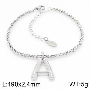 Steel colored stainless steel letter A bracelet - KB185159-Z