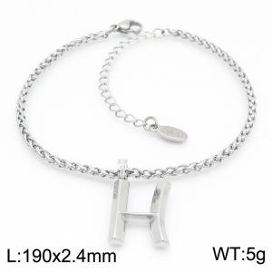 Steel colored stainless steel letter H bracelet - KB185166-Z