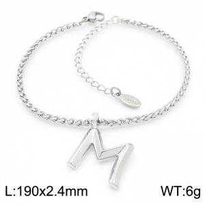 Steel colored stainless steel letter M bracelet - KB185171-Z