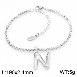 Steel colored stainless steel letter N bracelet - KB185172-Z