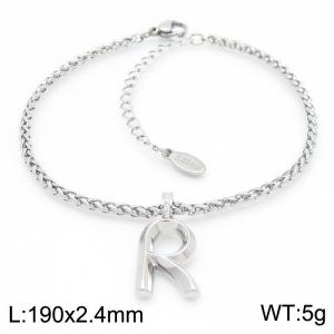 Steel colored stainless steel letter R bracelet - KB185176-Z