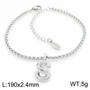 Steel colored stainless steel letter S bracelet - KB185177-Z