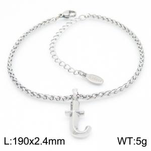 Steel colored stainless steel letter t bracelet - KB185178-Z