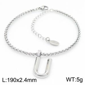 Steel colored stainless steel letter U bracelet - KB185179-Z