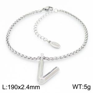 Steel colored stainless steel letter V bracelet - KB185180-Z