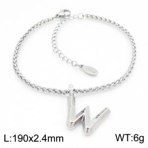 Steel colored stainless steel letter W bracelet - KB185181-Z