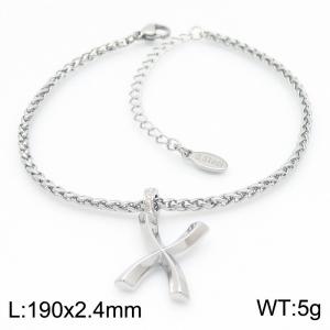 Steel colored stainless steel letter X bracelet - KB185182-Z