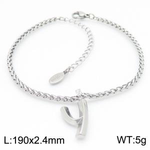 Steel colored stainless steel letter y bracelet - KB185183-Z