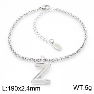 Steel colored stainless steel letter Z bracelet - KB185184-Z