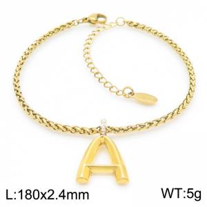 Gold stainless steel letter A bracelet - KB185185-Z