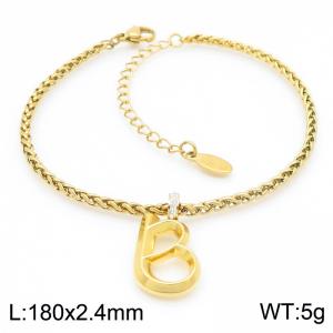 Gold stainless steel letter B bracelet - KB185186-Z