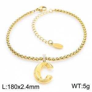 Gold stainless steel letter C bracelet - KB185187-Z