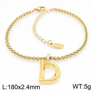 Gold stainless steel letter D bracelet - KB185188-Z