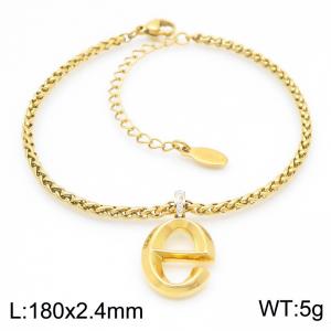 Gold stainless steel letter e bracelet - KB185189-Z