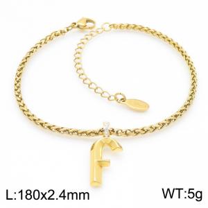 Gold stainless steel letter f bracelet - KB185190-Z