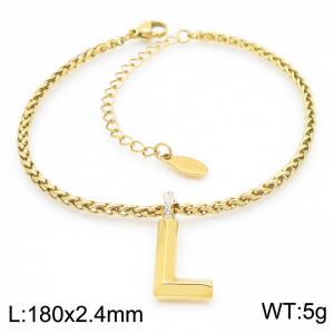 Gold stainless steel letter L bracelet - KB185196-Z