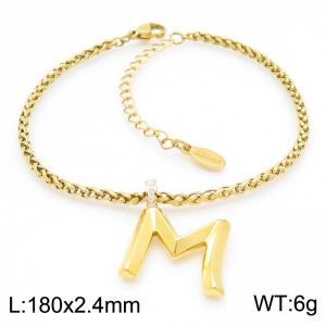 Gold stainless steel letter M bracelet - KB185197-Z