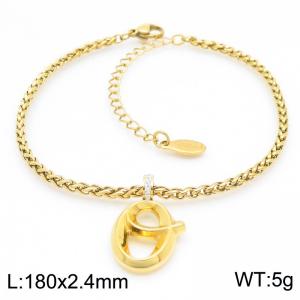 Gold stainless steel letter O bracelet - KB185199-Z